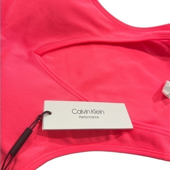 NWT Calvin Klein Neon Pink Cropped Racer Back Tank Top Size S - Picture 4 of 10